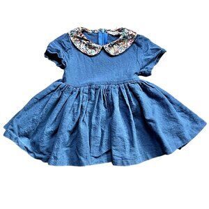 Numi Moonlight Linen Dress With Peter Pan Collar 2T